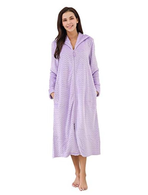 Richie House Women's Soft and Warm Fleece Robe with Zipper Size S-XL RHW2856