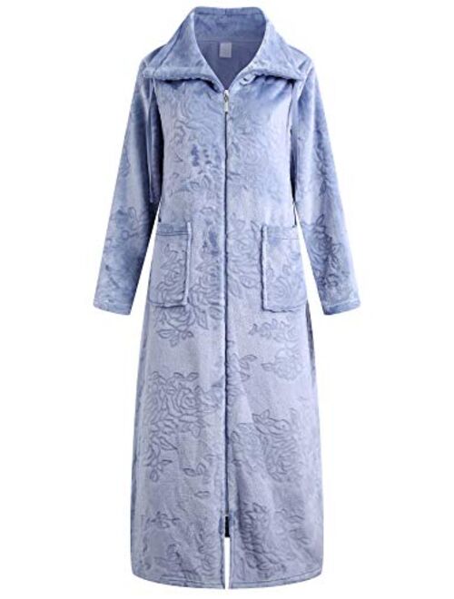 Richie House Women's Soft and Warm Fleece Robe with Zipper Size S-XL RHW2856