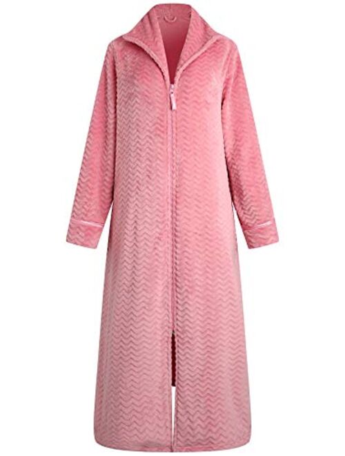 Richie House Women's Soft and Warm Fleece Robe with Zipper Size S-XL RHW2856