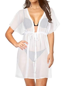 LA LEELA Cover Ups for Swimwear Women Chiffon Blouse Sheer Swim Bathing Suit C