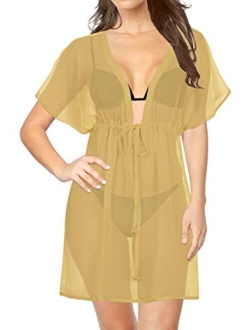 LA LEELA Cover Ups for Swimwear Women Chiffon Blouse Sheer Swim Bathing Suit C