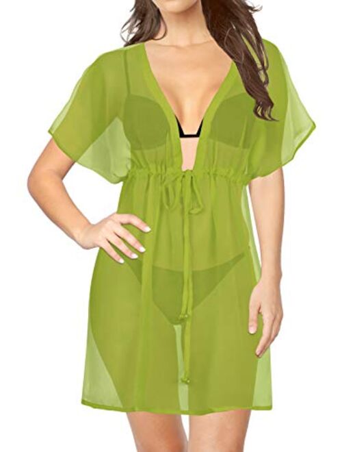 LA LEELA Cover Ups for Swimwear Women Chiffon Blouse Sheer Swim Bathing Suit C