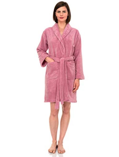 TowelSelections Women's Robe, Plush Fleece Short Spa Bathrobe