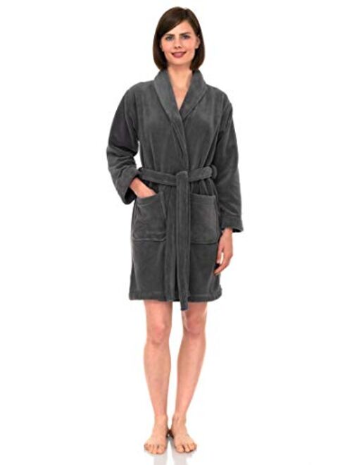 TowelSelections Women's Robe, Plush Fleece Short Spa Bathrobe