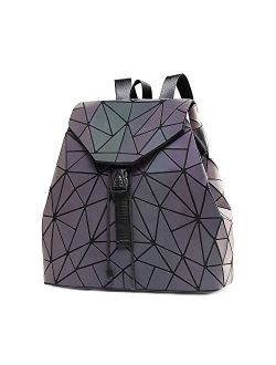 DIOMO Geometric Lingge Women Backpack Luminous Flash Mens Travel Shoulder Bag Rucksack