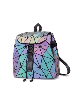 DIOMO Geometric Lingge Women Backpack Luminous Flash Mens Travel Shoulder Bag Rucksack