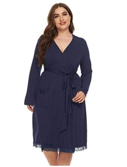 Hanna Nikole Women Kimono Robe Plus Size Cotton Lightweight Robe Short Knit Bathrobe