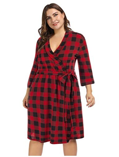 Hanna Nikole Women Kimono Robe Plus Size Cotton Lightweight Robe Short Knit Bathrobe