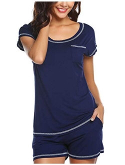 Women Pjs Sets Short Sleeve T Shirt and Shorts Pajamas Sleepwear Set Loungewear S-XXL