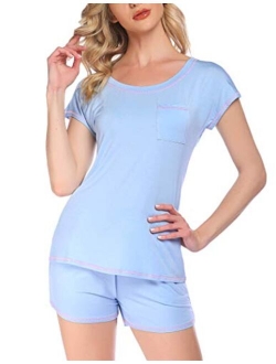 Women Pjs Sets Short Sleeve T Shirt and Shorts Pajamas Sleepwear Set Loungewear S-XXL