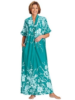 AmeriMark Womens Long Length Caftan - Hawaiian Muu Muu Night Gown with Pocket