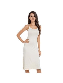 MANCYFIT Full Slip Dress for Women Spaghetti Strap Under Cami Slit Soft Sleeveless Nightgowns