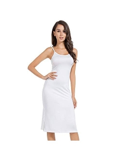 MANCYFIT Full Slip Dress for Women Spaghetti Strap Under Cami Slit Soft Sleeveless Nightgowns