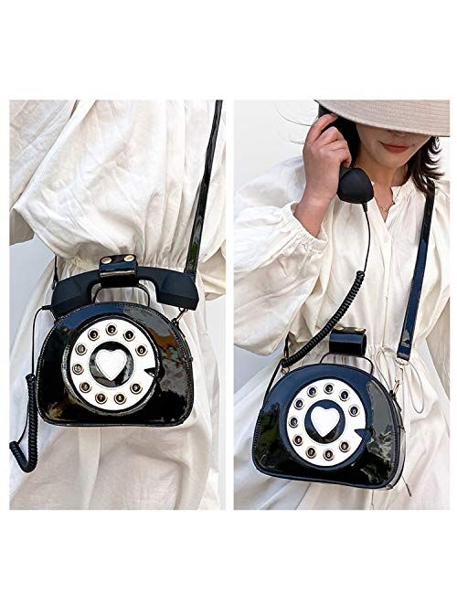 Oweisong Women Telephone Shaped Handbag and Purses Retro Phone Top-Handle Shoulder Bags Crossbody Totes