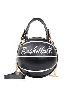Freie Liebe Basketball Shaped Purse For Women Cross Body Handbag Girls Messenger Bag Tote Shoulder PU Leather Round Handbags