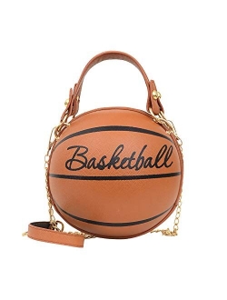 Freie Liebe Basketball Shaped Purse For Women Cross Body Handbag Girls Messenger Bag Tote Shoulder PU Leather Round Handbags