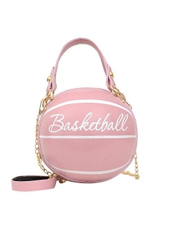 Freie Liebe Basketball Shaped Purse For Women Cross Body Handbag Girls Messenger Bag Tote Shoulder PU Leather Round Handbags