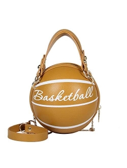 Freie Liebe Basketball Shaped Purse For Women Cross Body Handbag Girls Messenger Bag Tote Shoulder PU Leather Round Handbags