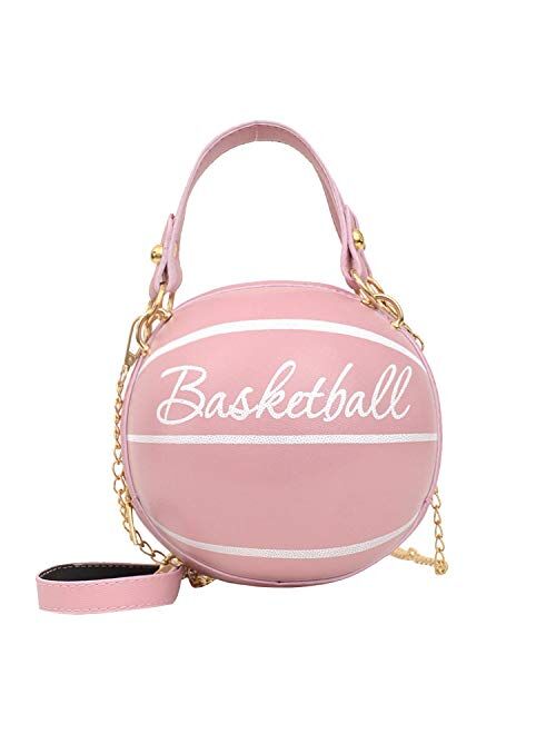 Freie Liebe Basketball Shaped Purse For Women Cross Body Handbag Girls Messenger Bag Tote Shoulder PU Leather Round Handbags