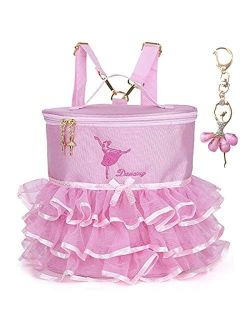 Debbieicy Cute Ballet Dance Backpack Tutu Dress Dance Bag with Key Chain Girls