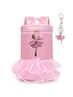 Debbieicy Cute Ballet Dance Backpack Tutu Dress Dance Bag with Key Chain Girls