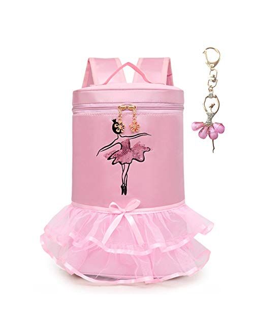 Debbieicy Cute Ballet Dance Backpack Tutu Dress Dance Bag with Key Chain Girls