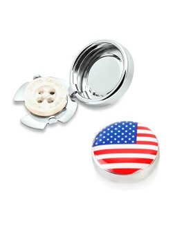 BUTTONCUFF World Flag Button Covers - Imitation Cuff Links for Any Shirt, Jacket or Collar