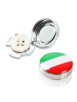BUTTONCUFF World Flag Button Covers - Imitation Cuff Links for Any Shirt, Jacket or Collar