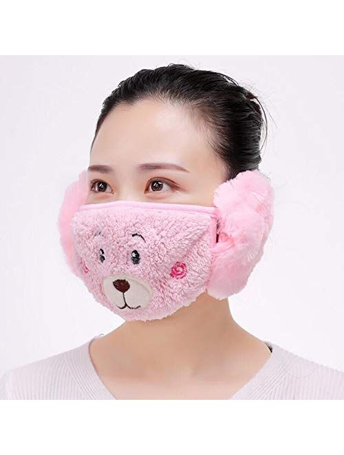 HKBGS Reusable Windproof Anti Dust Half Face Mask Mouth Masks with Earmuffs Warm mask Lady