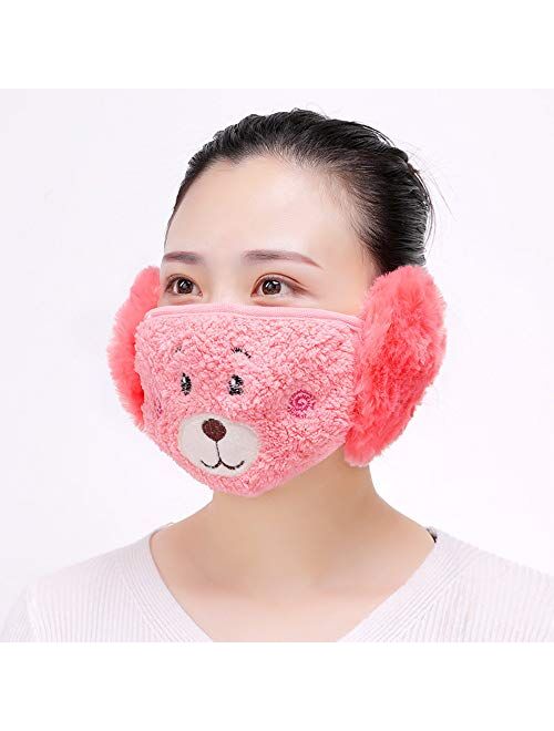 HKBGS Reusable Windproof Anti Dust Half Face Mask Mouth Masks with Earmuffs Warm mask Lady