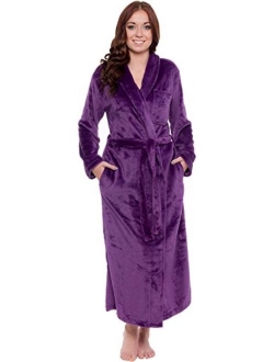 Silver Lilly Women's Full Length Luxury Long Bathrobe - Soft Plush Comfy Long Robe (Sizes Small - Plus Size XXL)