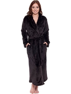 Silver Lilly Women's Full Length Luxury Long Bathrobe - Soft Plush Comfy Long Robe (Sizes Small - Plus Size XXL)