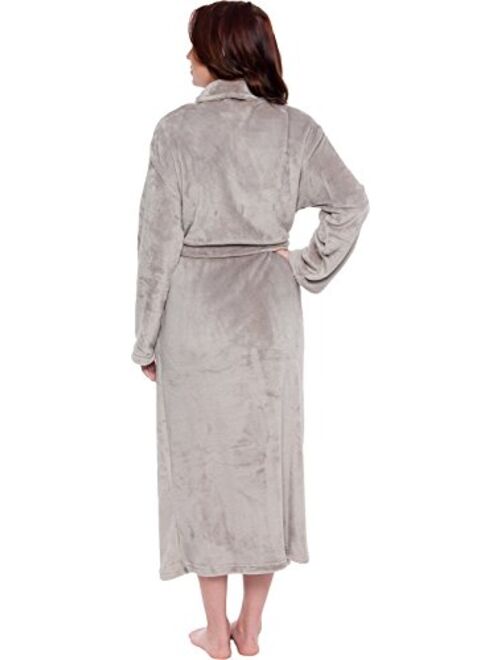 Silver Lilly Women's Full Length Luxury Long Bathrobe - Soft Plush Comfy Long Robe (Sizes Small - Plus Size XXL)