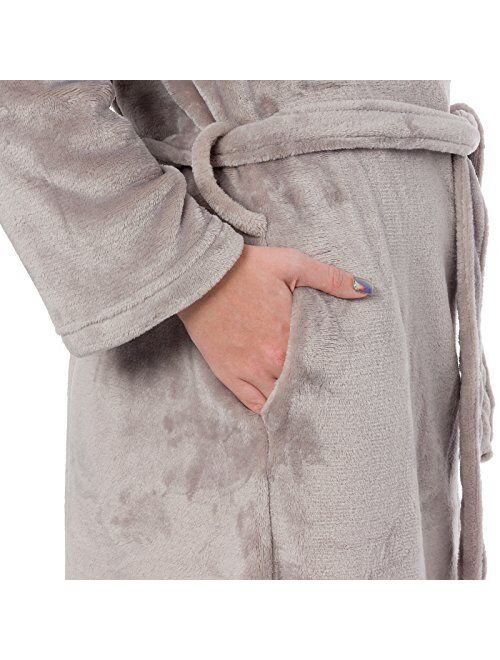 Silver Lilly Women's Full Length Luxury Long Bathrobe - Soft Plush Comfy Long Robe (Sizes Small - Plus Size XXL)