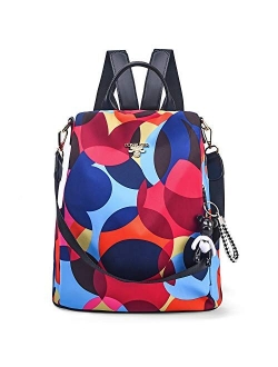 Women's Travel Backpack Purse, Lightweight Waterproof Oxford Printed Small Outdoor Casual Anti-theft Shoulder Bag