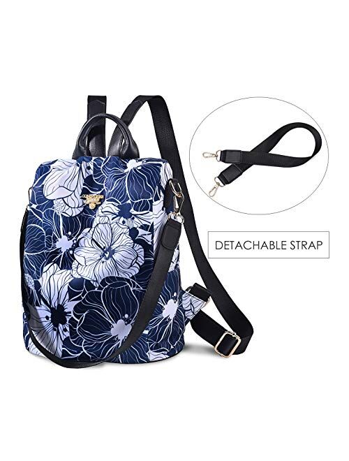 Women's Travel Backpack Purse, Lightweight Waterproof Oxford Printed Small Outdoor Casual Anti-theft Shoulder Bag