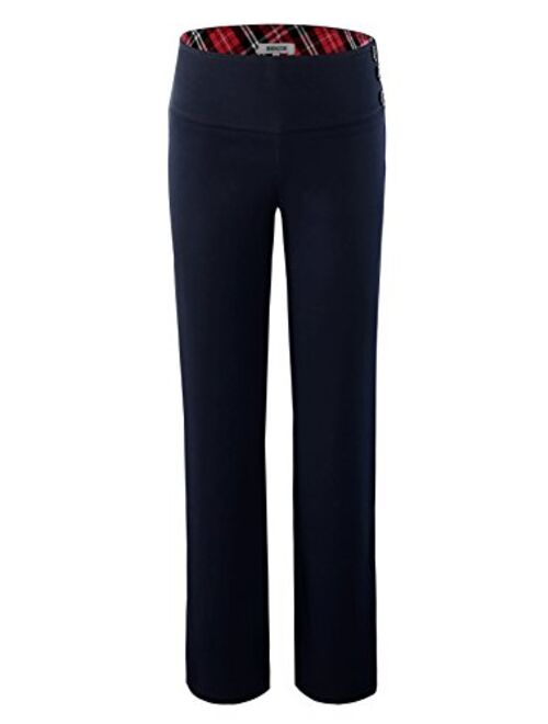 Bienzoe Girl's School Uniforms High Tech Durable Adjust Waist Pants