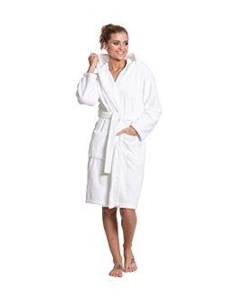 Turkuoise Women's Turkish Cotton Hooded Robe, Terry Hooded Bathrobe