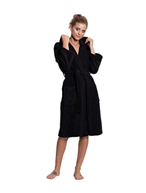 Turkuoise Women's Turkish Cotton Hooded Robe, Terry Hooded Bathrobe