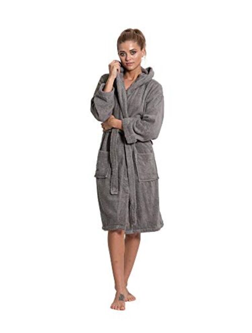 Turkuoise Women's Turkish Cotton Hooded Robe, Terry Hooded Bathrobe