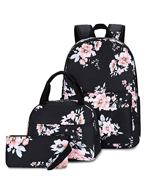 School Backpacks for Teen Girls Lightweight Canvas Backpack Bookbags Set