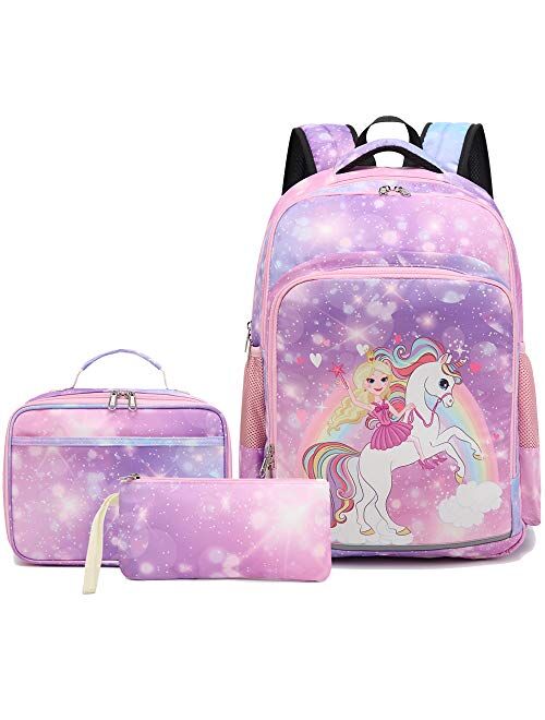 School Backpacks for Teen Girls Lightweight Canvas Backpack Bookbags Set