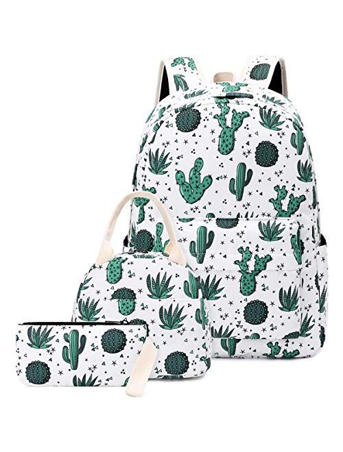 School Backpacks for Teen Girls Lightweight Canvas Backpack Bookbags Set