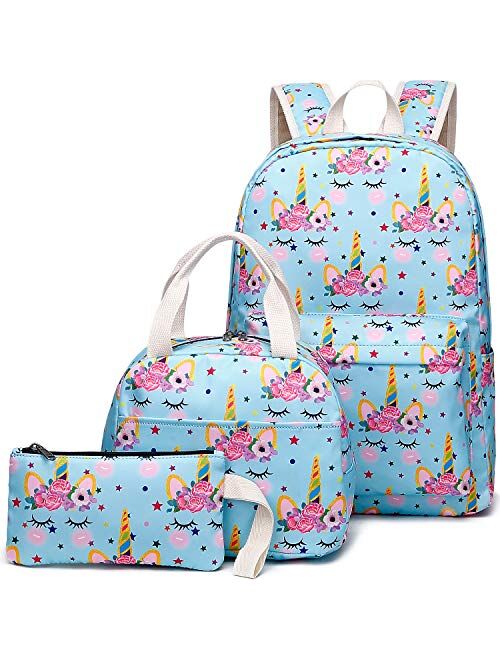 School Backpacks for Teen Girls Lightweight Canvas Backpack Bookbags Set