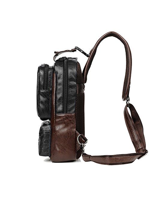 Men Vintage PU Leather CrossBody Sling Bag Large Capacity Casual Backpack USB Charge