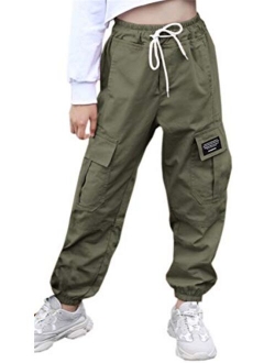 SANGTREE Girls & Women's Cargo Jogger Pants, 3Years-Women 2XL