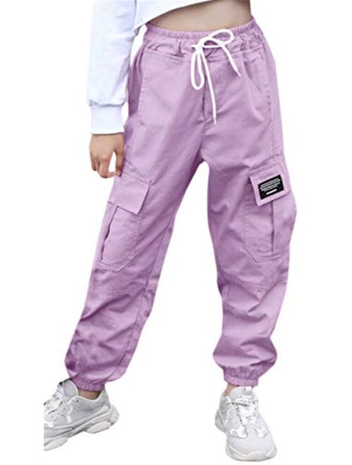 SANGTREE Girls & Women's Cargo Jogger Pants, 3Years-Women 2XL