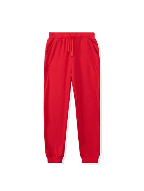 UNACOO Kid's Fleece Sweatpants Girl's and Boy's Active Basic Jogger Pants (Age 3-12 Years)