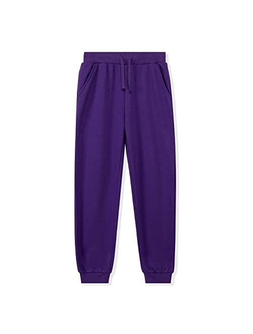 UNACOO Kid's Fleece Sweatpants Girl's and Boy's Active Basic Jogger Pants (Age 3-12 Years)