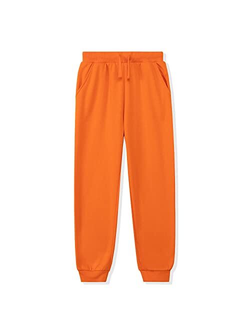 UNACOO Kid's Fleece Sweatpants Girl's and Boy's Active Basic Jogger Pants (Age 3-12 Years)